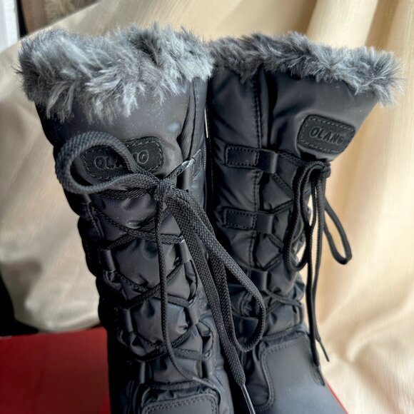 OLANG Venere made Republic Czech lace & zipper Wedge Black Boots 8.5 M - Picture 3 of 9